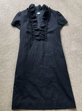 J. CREW WOOL DRESS RUFFLE-COLLAR POCKETS BLACK LINED SIZE 4