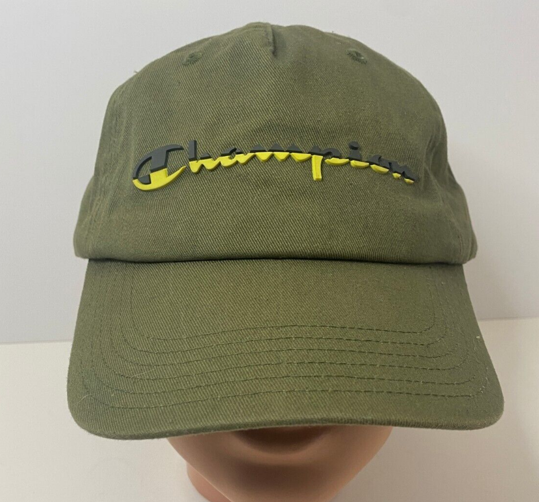 Champion Brand Strapback Adjustable Hat Cap Dad Flat Panel Army Green