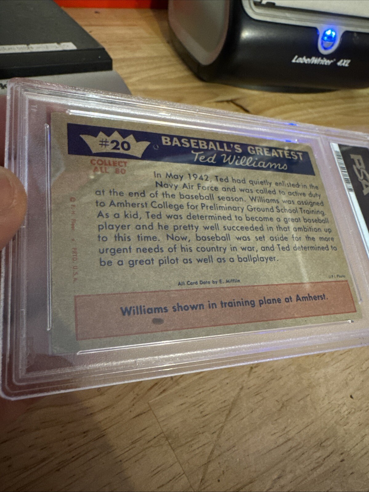 Ted Williams PSA 4.5 Vintage Baseball Card Navy Pilot Boston Red Sox Fleer 1959 view 15