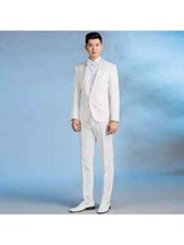 Abito Smoking Uomo Completo Bianco Slim Giacca Pantaloni 70413