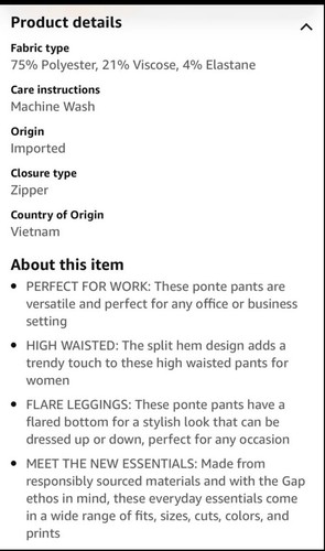 GAP Mid Rise Heather Gray Flare Ponte Pants Size  Small NWT - Picture 8 of 8