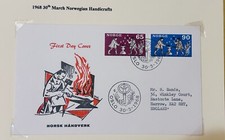 NORWAY 1968 FDC NORWEGIAN HANDICRAFTS OSLO POSTMARK POSTED TO ENGLAND