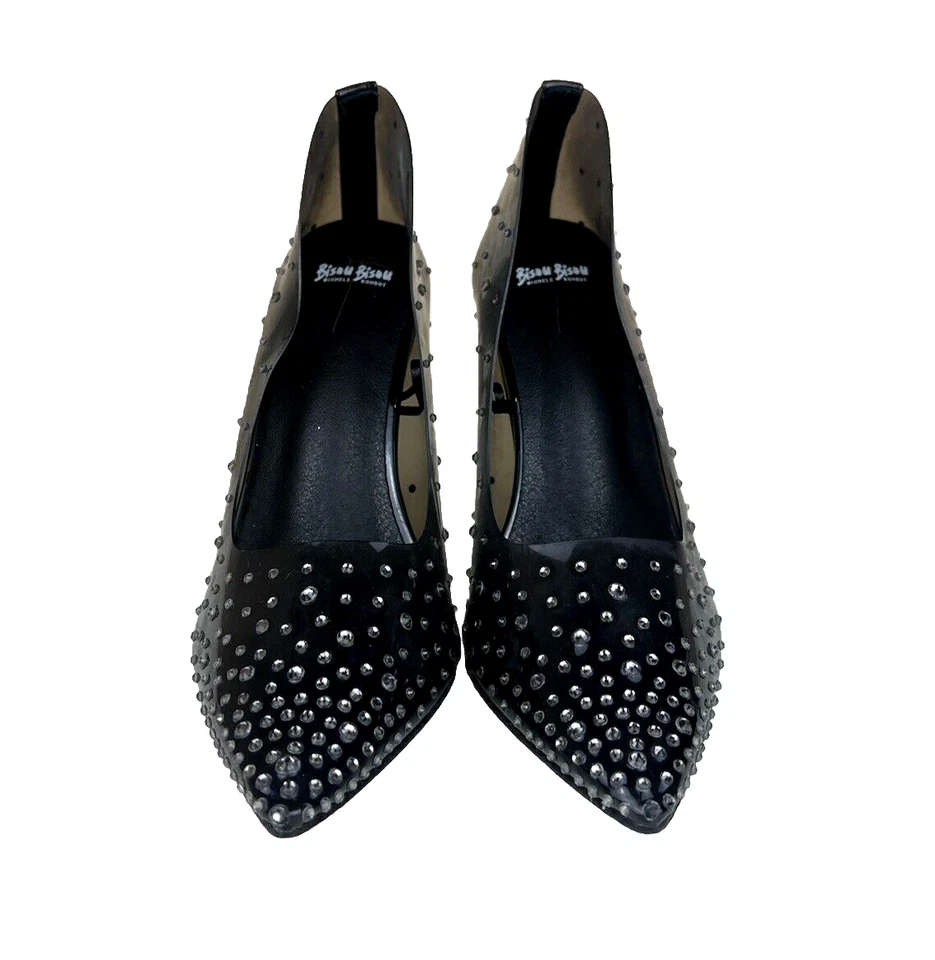 Bisou Bisou Mujer 7.5 Lucite Estrás Tacones Tachonados Negro Stiletto Pump Point Foto 2 de 4