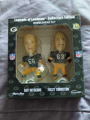 LEGENDS OF LAMBEAU ''RAY NITSCHKE/FUZZY THIRSTON'' BOBBLEHEAD SET #3 Green Bay Pac
