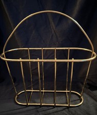 VTG Mid-Century Modern Brass gold tone Metal Magazine record Rack/Holder