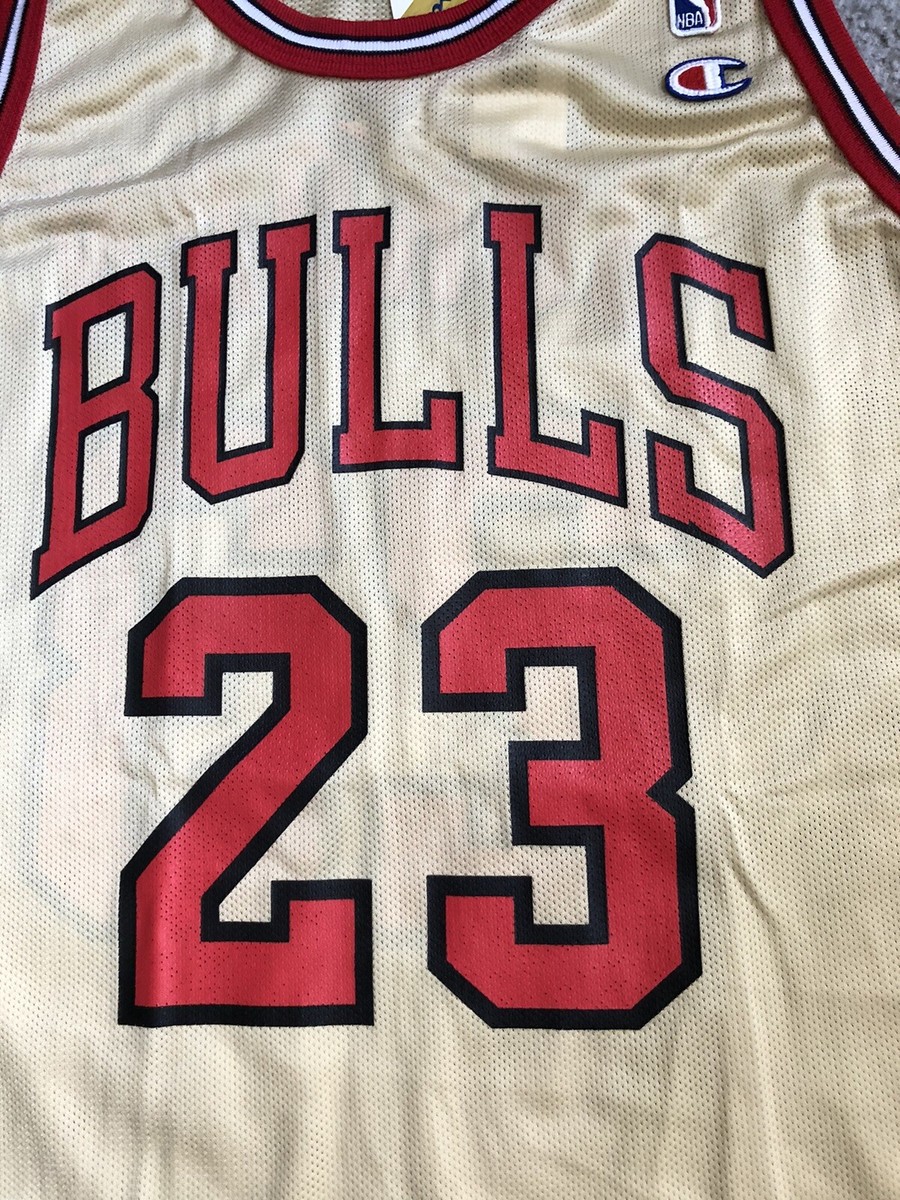 Champion Michael Jordan #23 Chicago Bulls Gold NBA Vintage Jersey