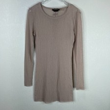 Alice + Olivia Women's Long Sleeve Mesh T-Shirt Dress Tan Classic Base Small