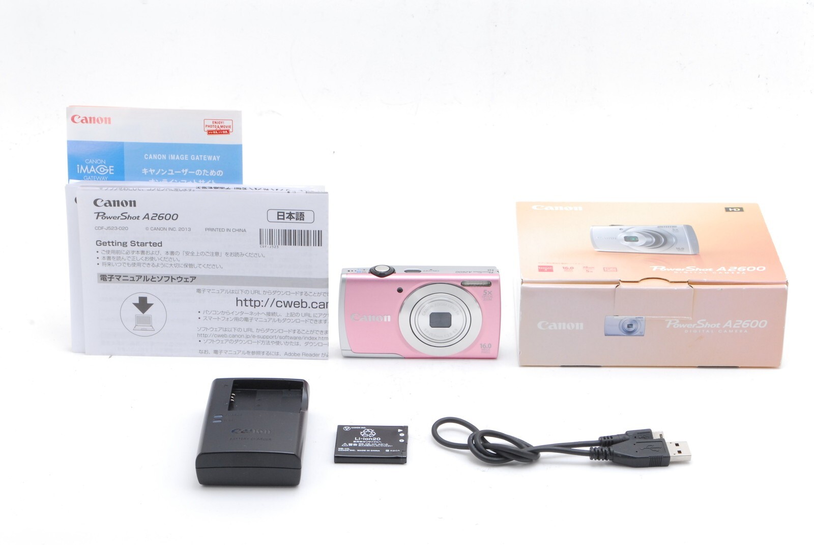 TOP-MINT Canon PowerShot A2600 Pink 16MP 5x Digital Camera JAPAN in Box