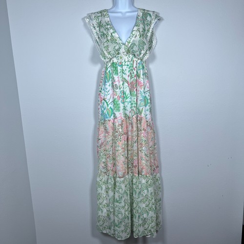 House of Harlow Womens Tiered Maxi Dress Size S Floral Tea Wedding Garden Pastel - Picture 14 of 14