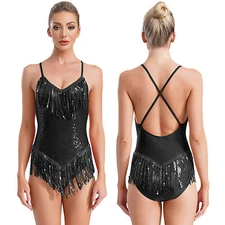 Women Costume Performance Leotard Rumba Dancewear Tango Unitards Ballroom Stage