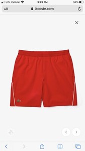 mens red lacoste shorts
