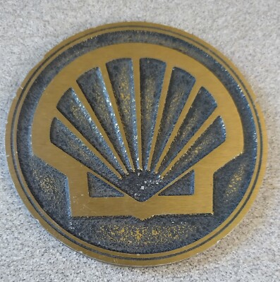Vintage Shell Oil Co. 3.25'' Brass Award Emblem Insignia