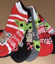 DISNEY STAR WARS GROGU Holiday Christmas WOMENS 5 PACK NO SHOW SOCKS NEW 