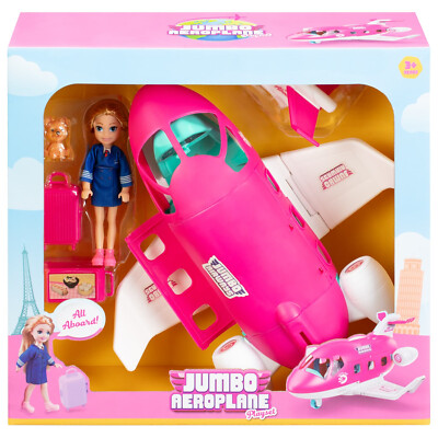 Jumbo Flugzeug Spielset mit Puppe und Zubehör ideales Weihnachtsgeschenk für Kinder