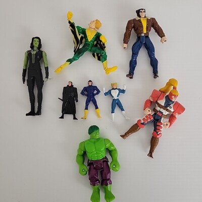 Mix Lot of 8 Super Hero Action Figures Marvel Universe. Wolverine, Hulk, XMEN