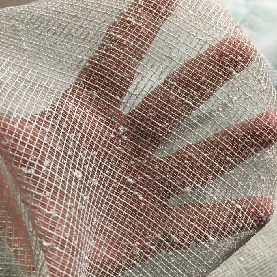 Croscill Home Semi-Sheer Curtain Pair Open Weave Pale Mint Green 53x76" USA - Image 2 of 4