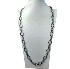 Daisy Fuentes 34" Gunmetal Grey Chain Necklace Signed