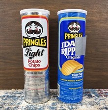 Vtg 1980s Pringles Idaho Rippled  Light Original Potato Chips Can x2 Pair 1987