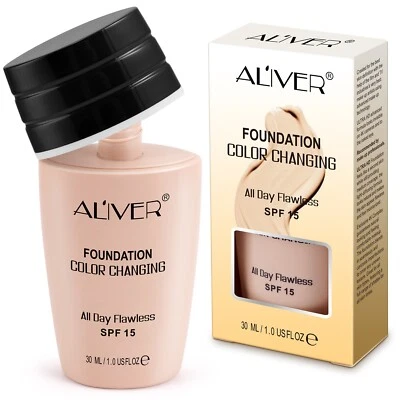 ALIVER FOUNDATION Aliver COLOR CHANGING MAKE UP FOUNDATION Makeup COLOUR CHANGE MATCH SKIN TONE