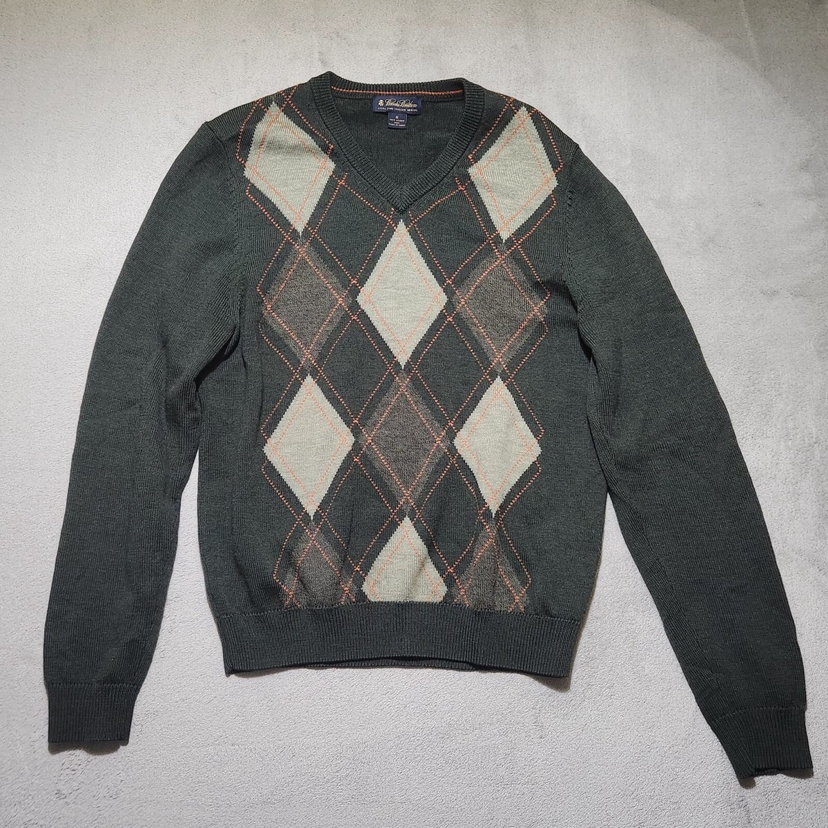 Brooks Brothers 100% Extra Fine Italian Merino Wool Men M Argyle