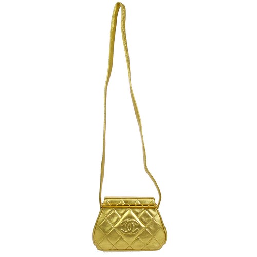 CHANEL Quilted CC Clasp Cross Body Shoulder Bag Gold Leather JT07220c - Picture 4 of 10