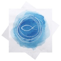 Servietten Fisch Blau Weiß Kreis Kommunion Konfirmation Tischdeko 33X33Cm 20 Stk