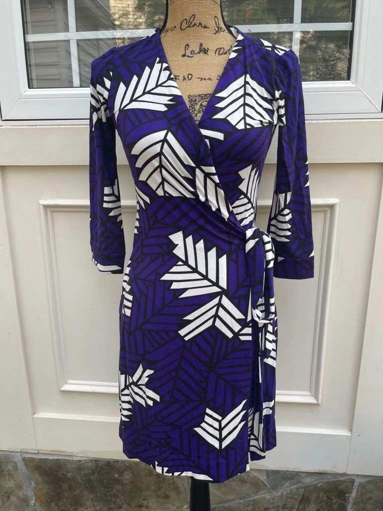 Diane von Furstenberg Black New Jeanne Two mini Wrap Dress Size 00 900