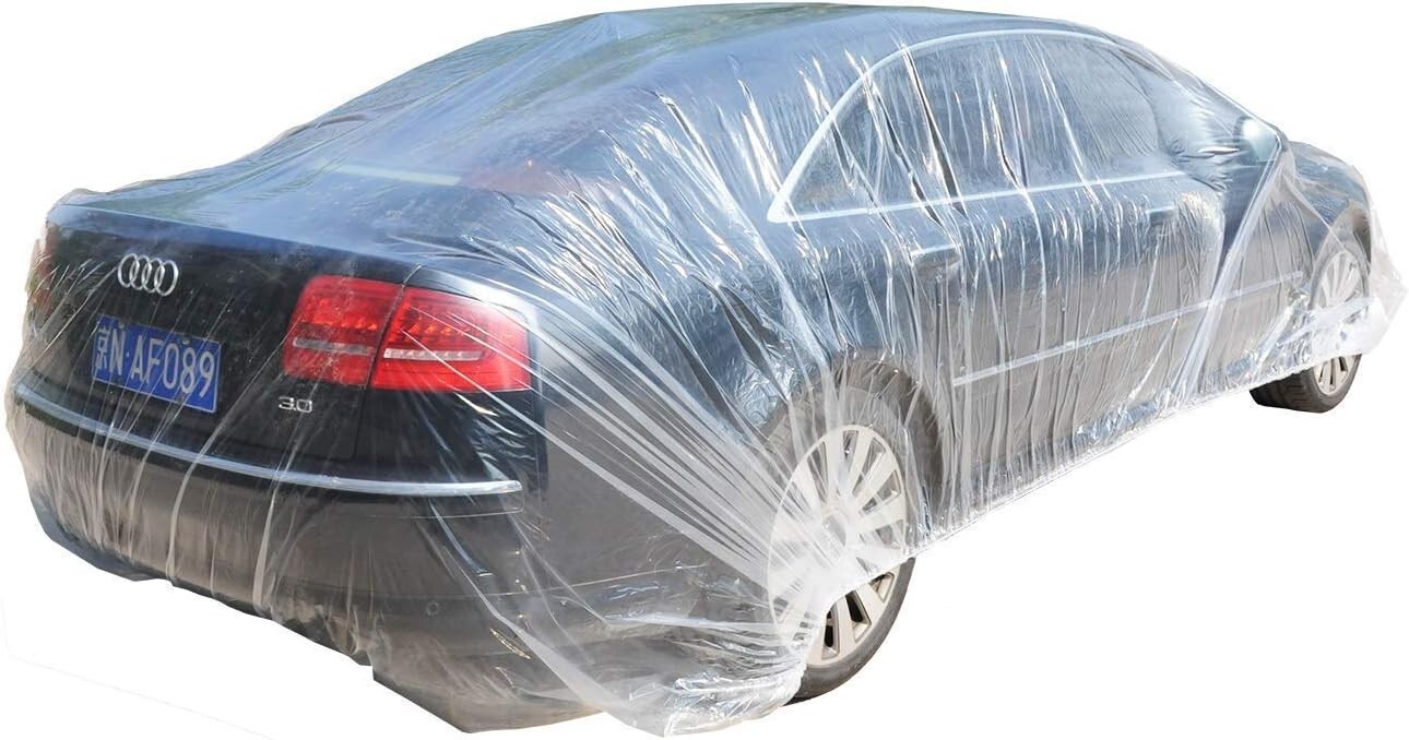 Lightweight Elastic Band Car Cover - Clear 12ft x 22ft for All Vehicle Types