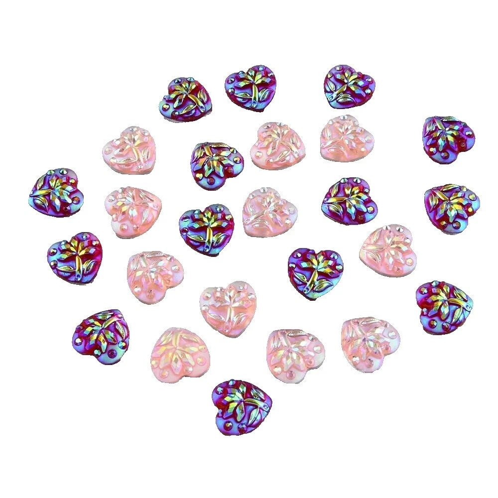Resin Heart Wedding Cardmaking & Scrapbooking Buttons