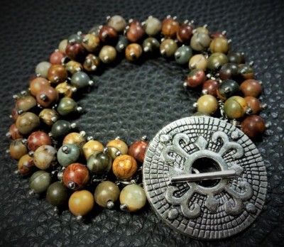 High-End Gorgeous Natural Picasso Jasper Earth Tones Handmade Bracelet Jewelry