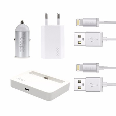 5in1 Lade Adapter Dock Netzteil Auto iPhone 8 7 6 6S Plus 5 5C 5S SE iPod Weiß