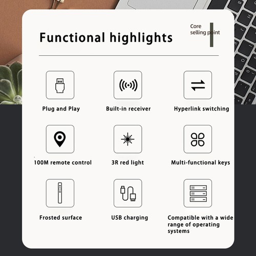 For PC Power point Presentation Remote Wireless Presenter Laser Pointer Clicker - Afbeelding 9 van 18