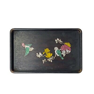 Chinese Rectangular Mother of Pearl Flower Birds Theme Wood Tray ws1876S Chinese Rectangular Mother of Pearl Flower Birds Theme Wood Tray ws1876S