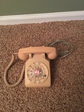 Vintage Tan Rotary Telephone ITT
