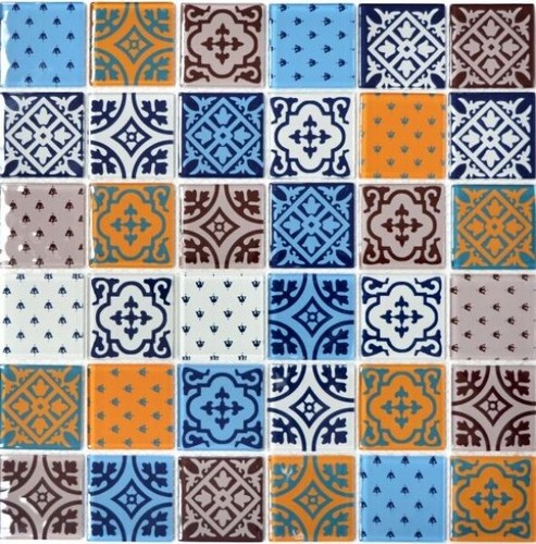Vintage Retro Carreaux de Mosaique Translucide Mehrfarben