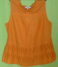 Next Tiered Broderie Top yellow orange 100% cotton blouse Size 14 New Tags BNWT