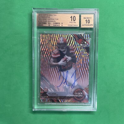 2015 Topps High Tek Autographs #106 Duke Johnson Red Orbit Diffractor 5/5