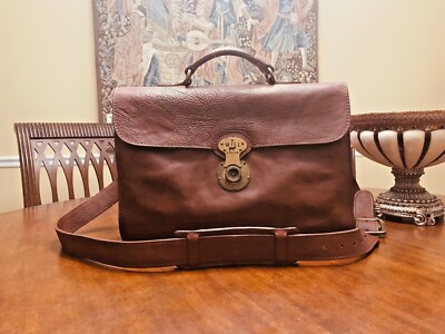 WILL LEATHER GOODS  ''Jacques'' Burnished Cognac Leather Briefcase / Messenger Bag
