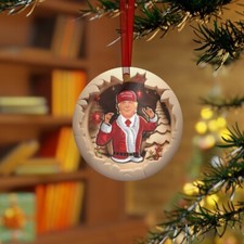 3D Christmas Ornament Santa Trump Ornament Lightweight Shaterproof Metal MAGA