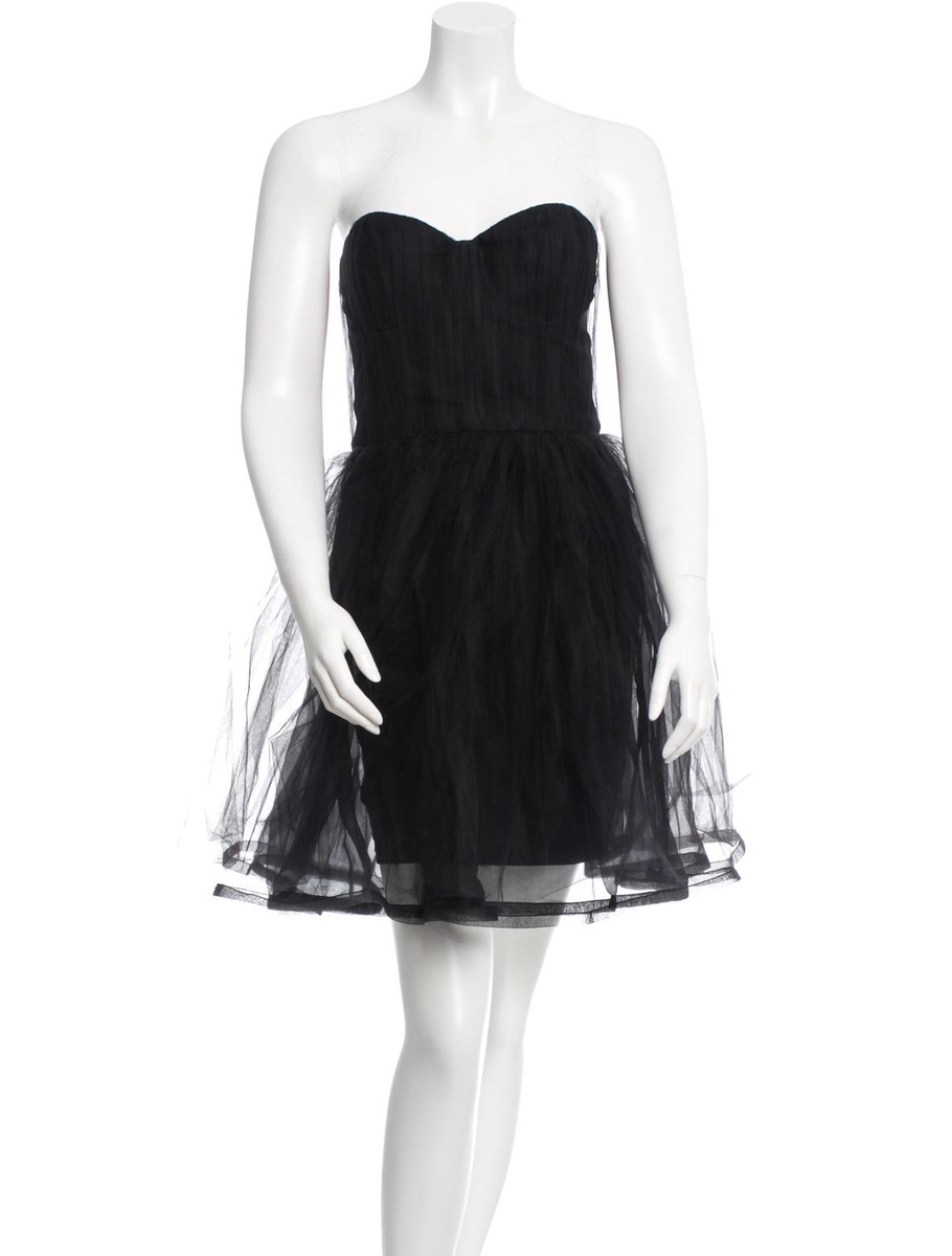 alice and olivia black strapless dress LEIA STRAPLESS MINI DRESS in BLACK