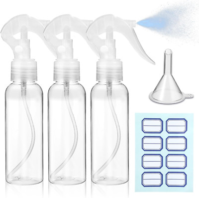 3Pcs Plastic Spray Bottles, 3.38Oz/100Ml Empty Small Spraying Bottles, Clear Fin