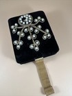 Vintage Ladies Evening Purse, Black Velvet With Pearls, Cigarette Case
