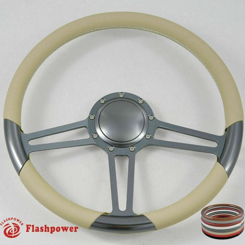 15.5" Billet Steering Wheel Black Full Wrap Chevy Blazer C10 W/Horn - Foto 5 di 12