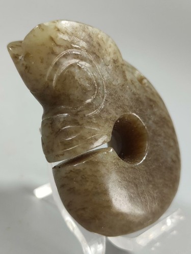 Rare Chinese Hongshan culture grey jade pig-dragon statue pendant - Picture 5 of 7