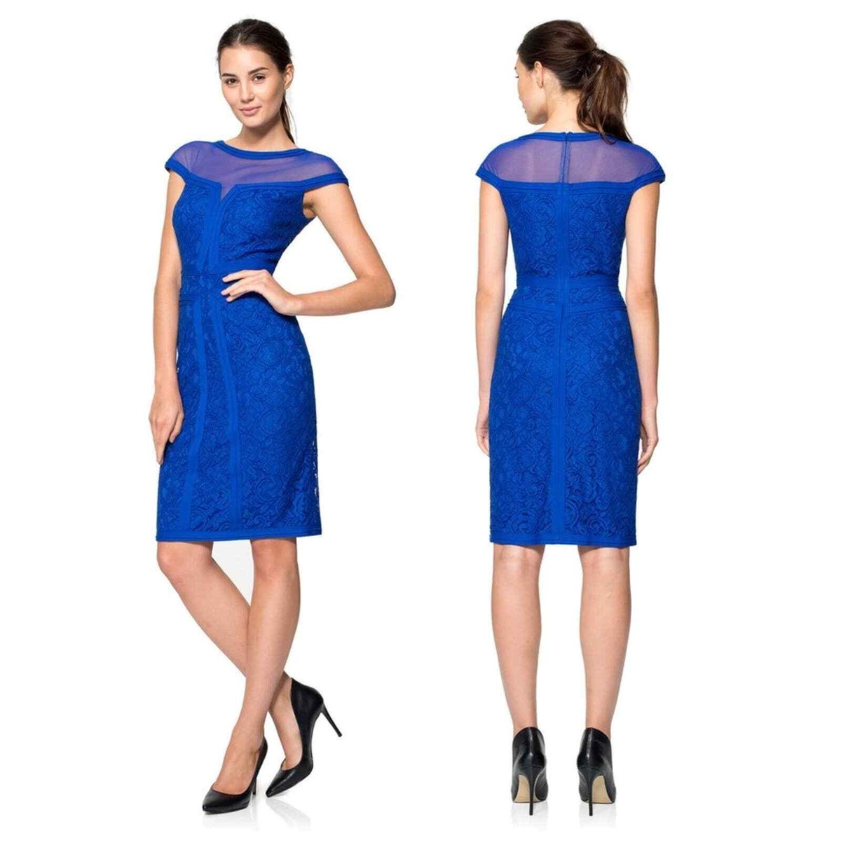 Tadashi Shoji Lace Cap Sleeve Dress (Size 8)