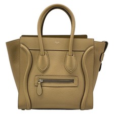 Celine Luggage Micro Shopper Handbag Beige Leather
