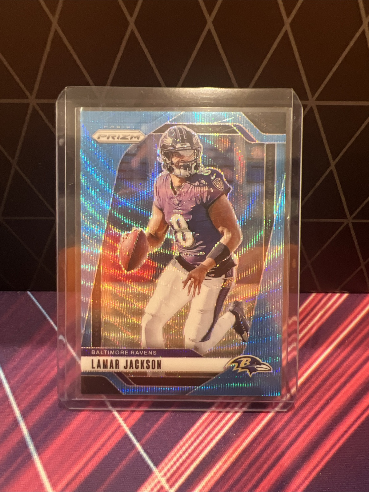 2024 Panini Prizm Lamar Jackson Blue Wave #19 Baltimore Ravens #d 58/230