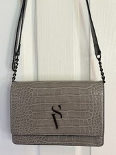 Simply Vera Wang Gray Crocodile Adjustable Crossbody Bag, Faux Leather 9x7x2.5”