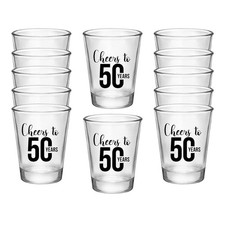 Cheers to 50 Years Shot Glasses   12 PCS, 1.75oz Each, 50th Birthday Decor