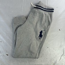 Polo Ralph Lauren Joggers Youth Medium Gray Tapered Fleece Sweat Pony Logo